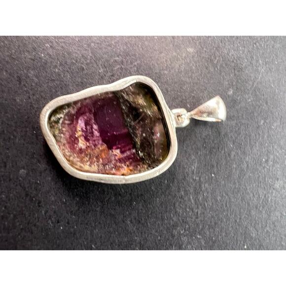 NEW watermelon tourmaline sterling silver pendant 4.38 grams - Picture 9 of 11